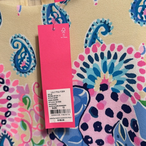 NWT Lilly Pulitzer Donna romper size 12, Macadamia Haute Cature - Picture 3 of 3